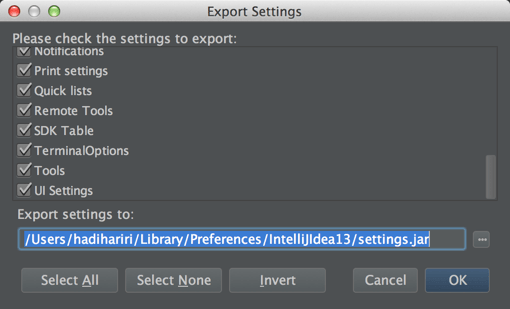 Settings Import Export